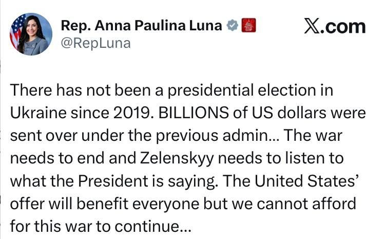 Член палаты представителей конгресса США Анна Паулина Луна: