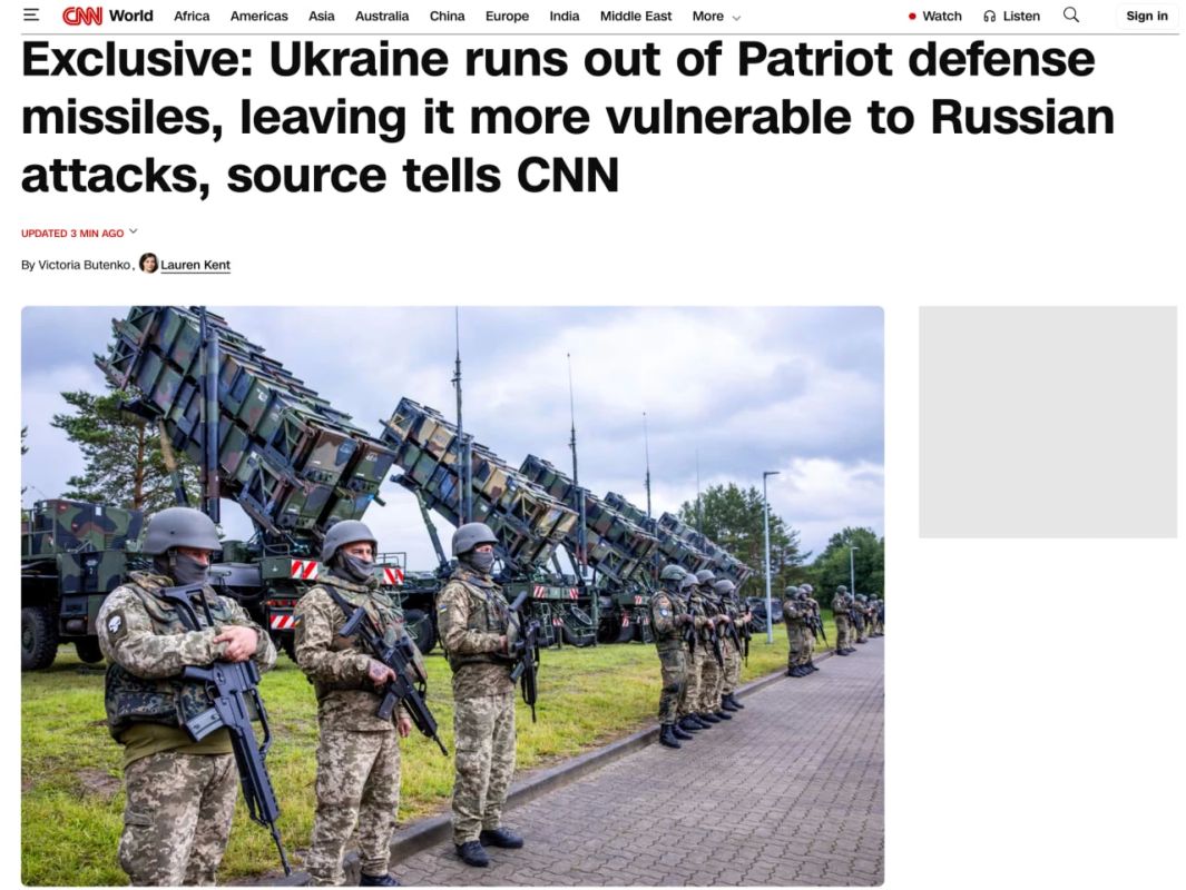 На Украине снова закончились ракеты для американских систем ПВО Patriot — CNN со ссылкой на источники