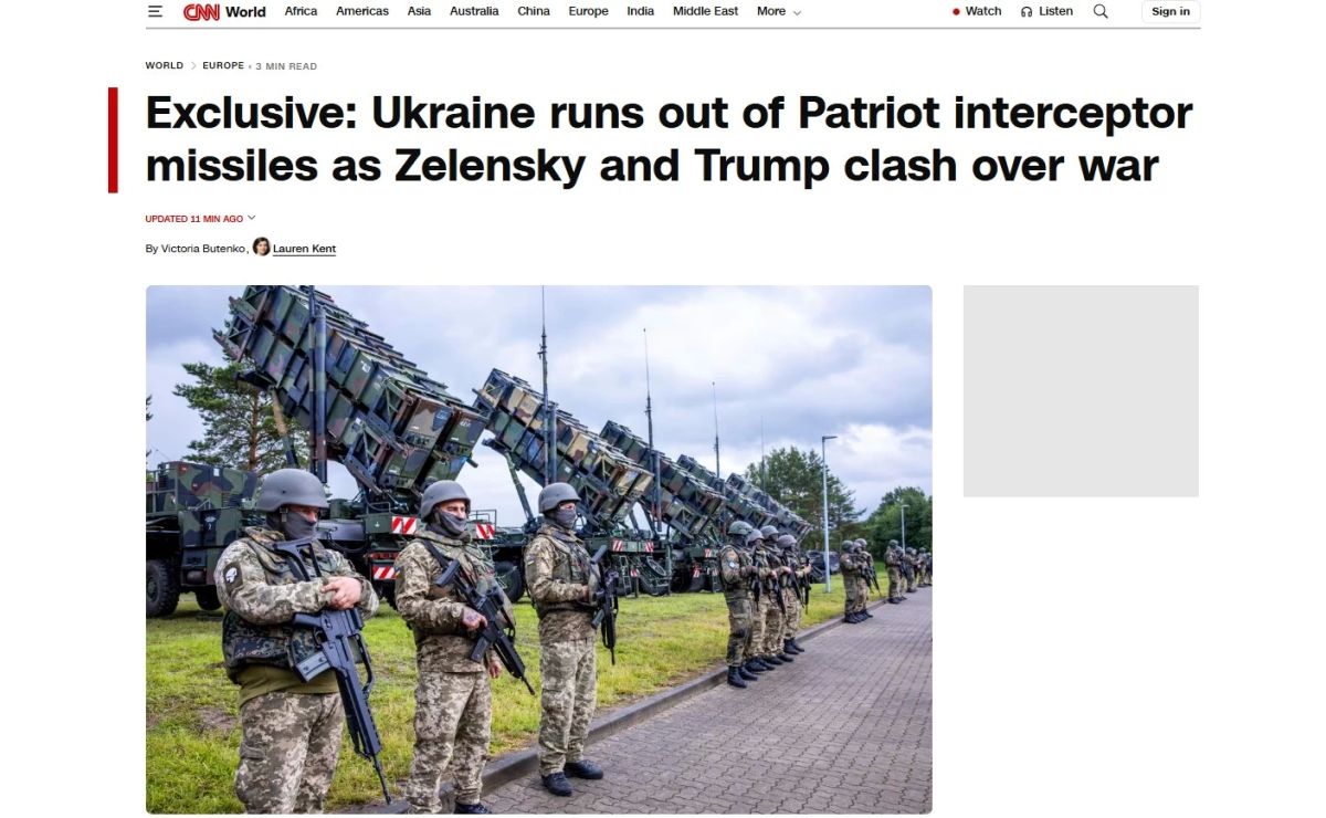 CNN пишет, что у Украины снова закончились ракеты для Patriot