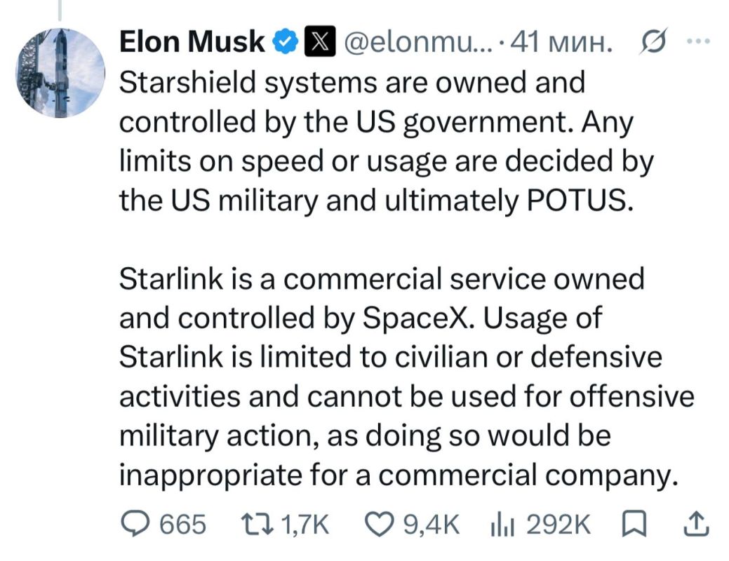 Маск заявил хохлам, что не управляет ограничениями Starlink: