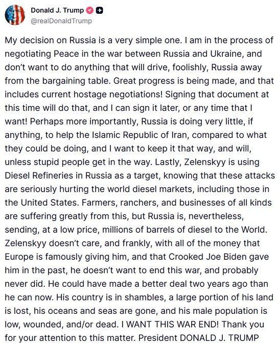 Трамп написал программный пост по "украинскому вопросу"