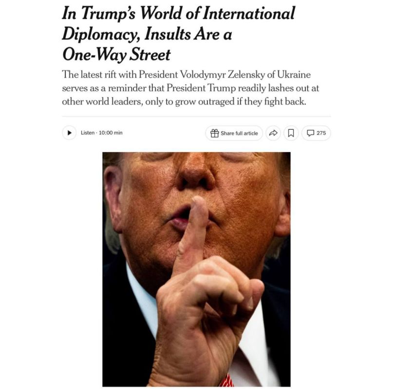 New York Times пишет, что на переговорах в Осло Уиткофф и Кушнер предъявили Зеленскому за его хамство в адрес Трампа