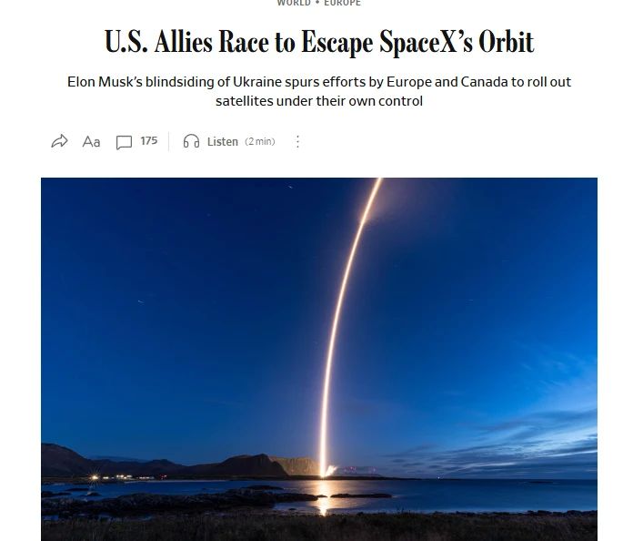 WSJ: бюрократия ЕС не позволит создать конкурента Starlink для Украины