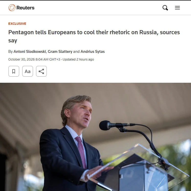 Пентагон призвал Европу не "тыкать" Россию, сообщает Reuters
