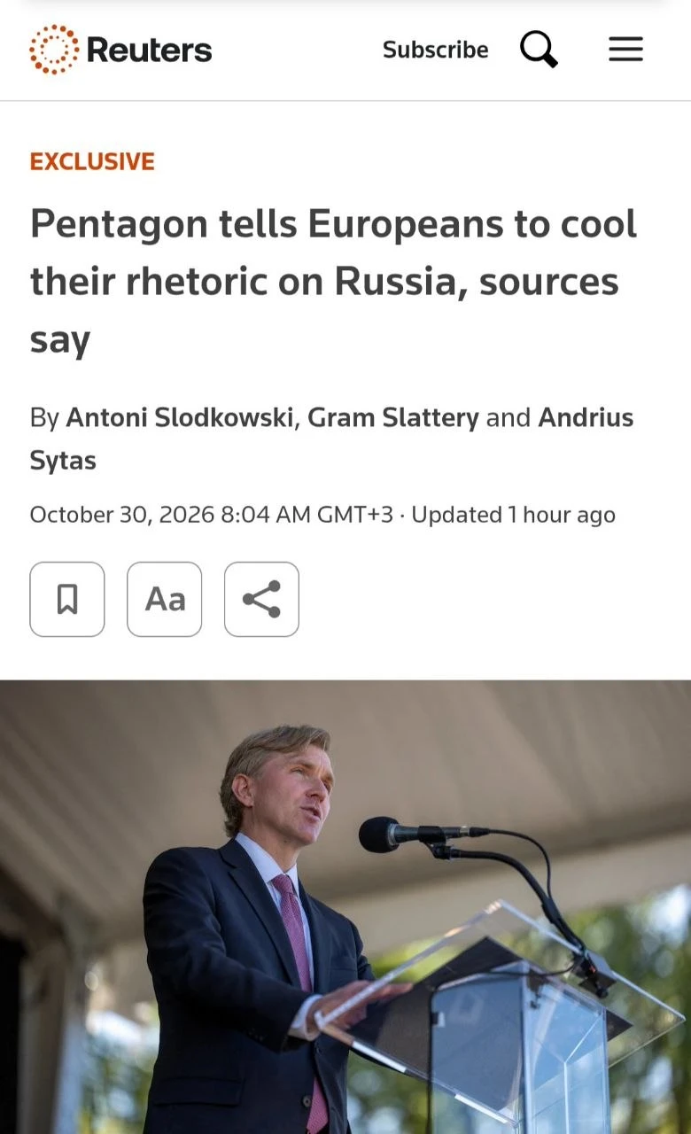 Reuters: Пентагон призвал европейцев смягчить риторику в отношении России