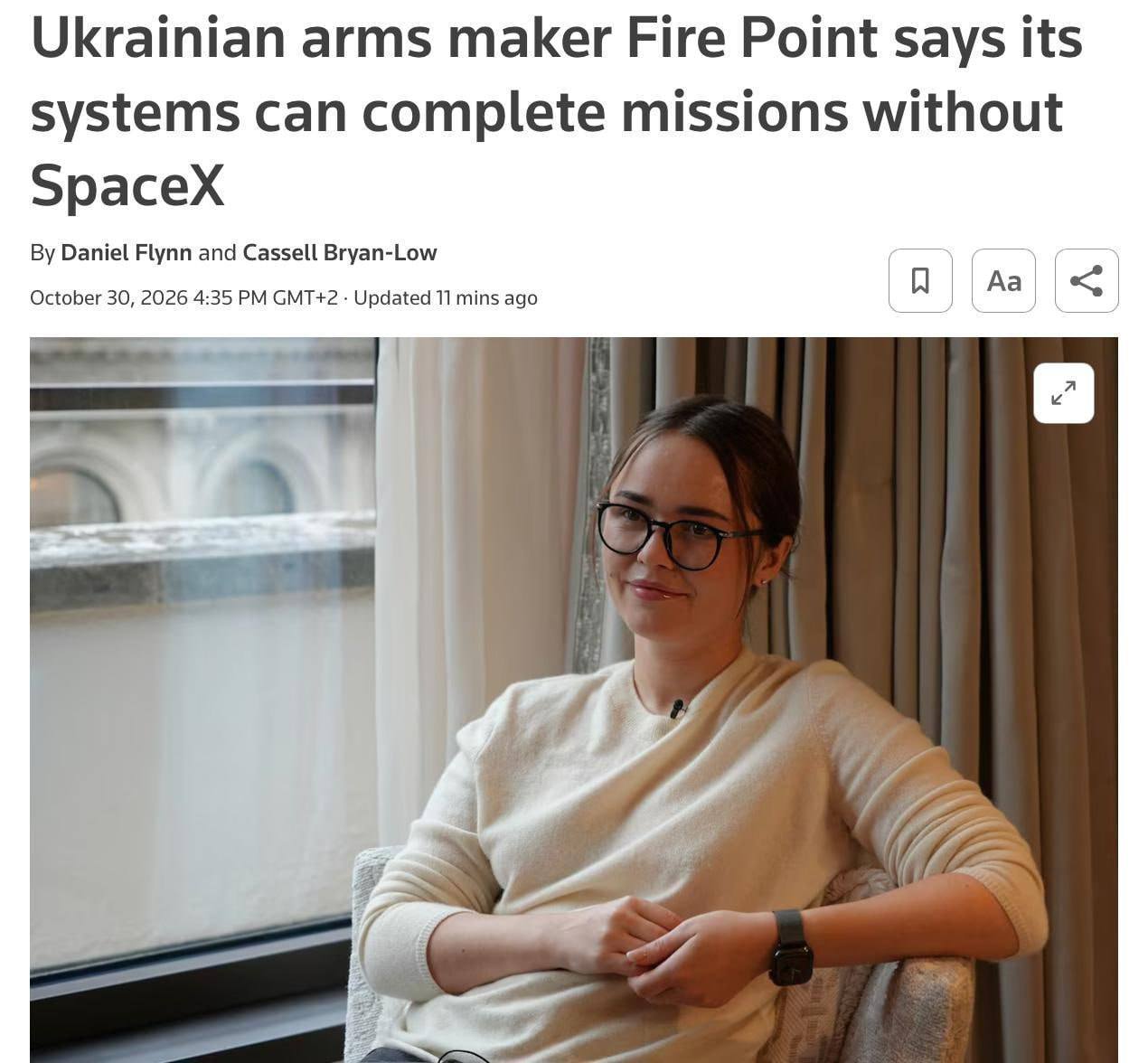 Компания Fire Point нашла замену Starlink, чтобы наносить удары по целям на большой дальности в России и на неподконтрольных Украине территориях, — Reuters со ссылкой на гендиректора Fire Point Ирину Терех
